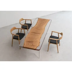 French Solid Oak Wood Slab w/ Clear Resin | 2.2M