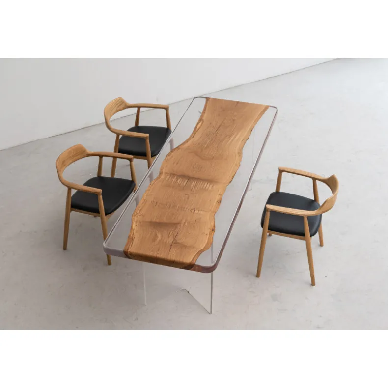 French Solid Oak Wood Slab w/ Clear Resin | 2.2M