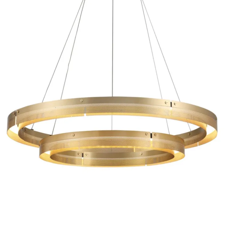 Golden Double Ring Pendant Ceiling Lamp | Dia 860 MM