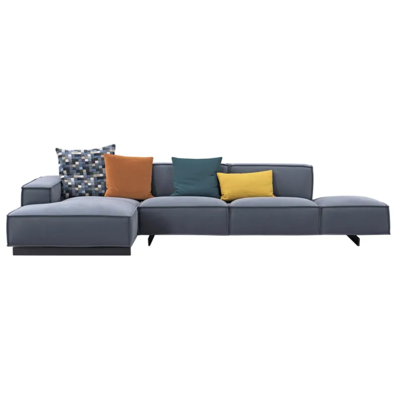 KAI-KAI Three Seater Open Arm Corner Sofa | Nubuck Leather