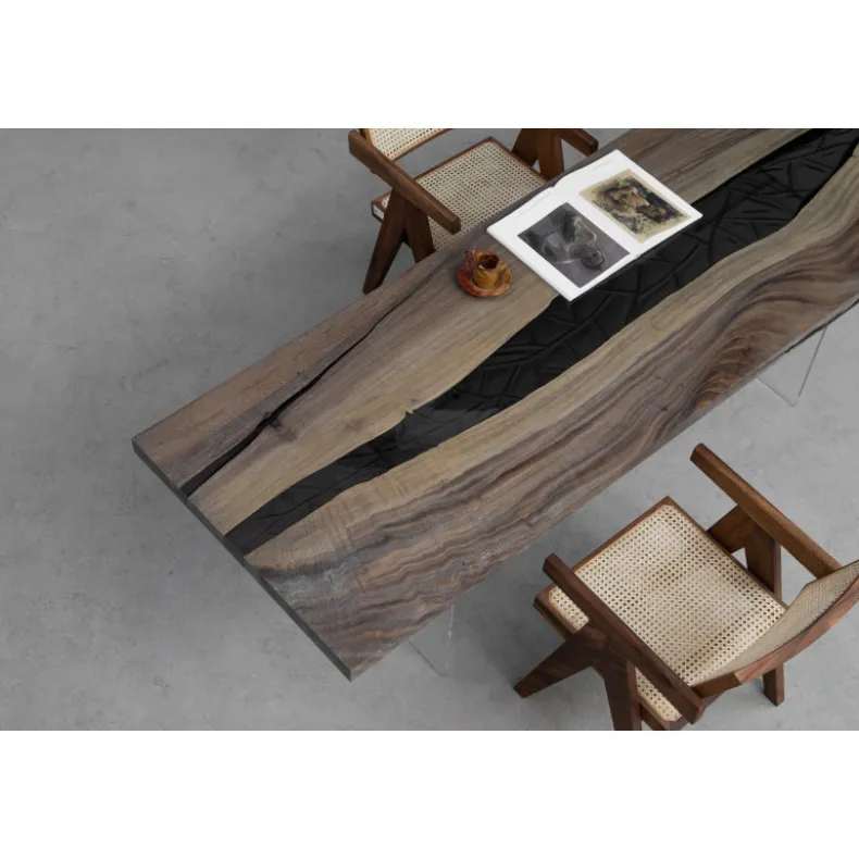 South American Solid Rainwood Slab w/ Grey Resin | 2.4M