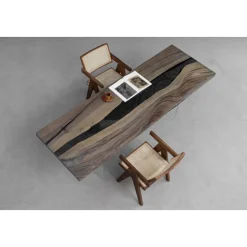 South American Solid Rainwood Slab w/ Grey Resin | 2.4M
